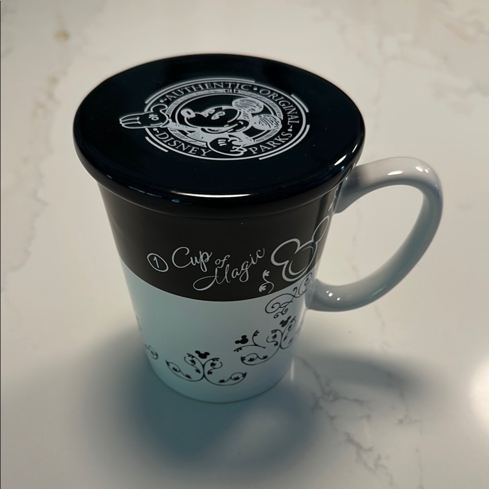 Vintage Collectible 2pc Disney Authentic Mug with Black and White Mickey Design